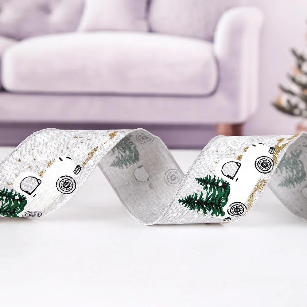 Christmas Ribbon Classic Wrapping Christmas Tree Ribbon Wreath Bows DIY Fabric Swirl Ribbon Burlap Xmas Gift Decoration