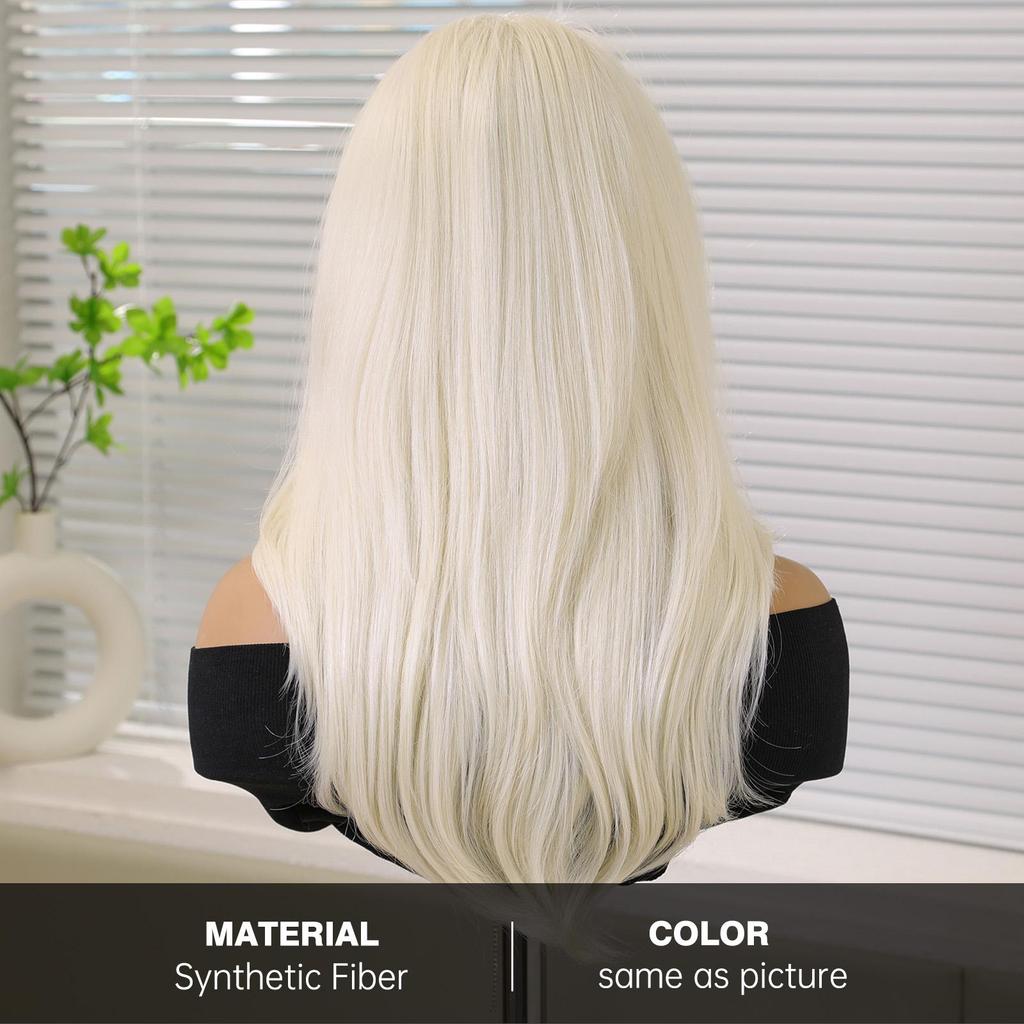 LOUIS FERRE 13x6 Lace Wig Long Wavy Light Blonde Wigs for Women Daily Party Cosplay Wedding High Density Heat Resistant