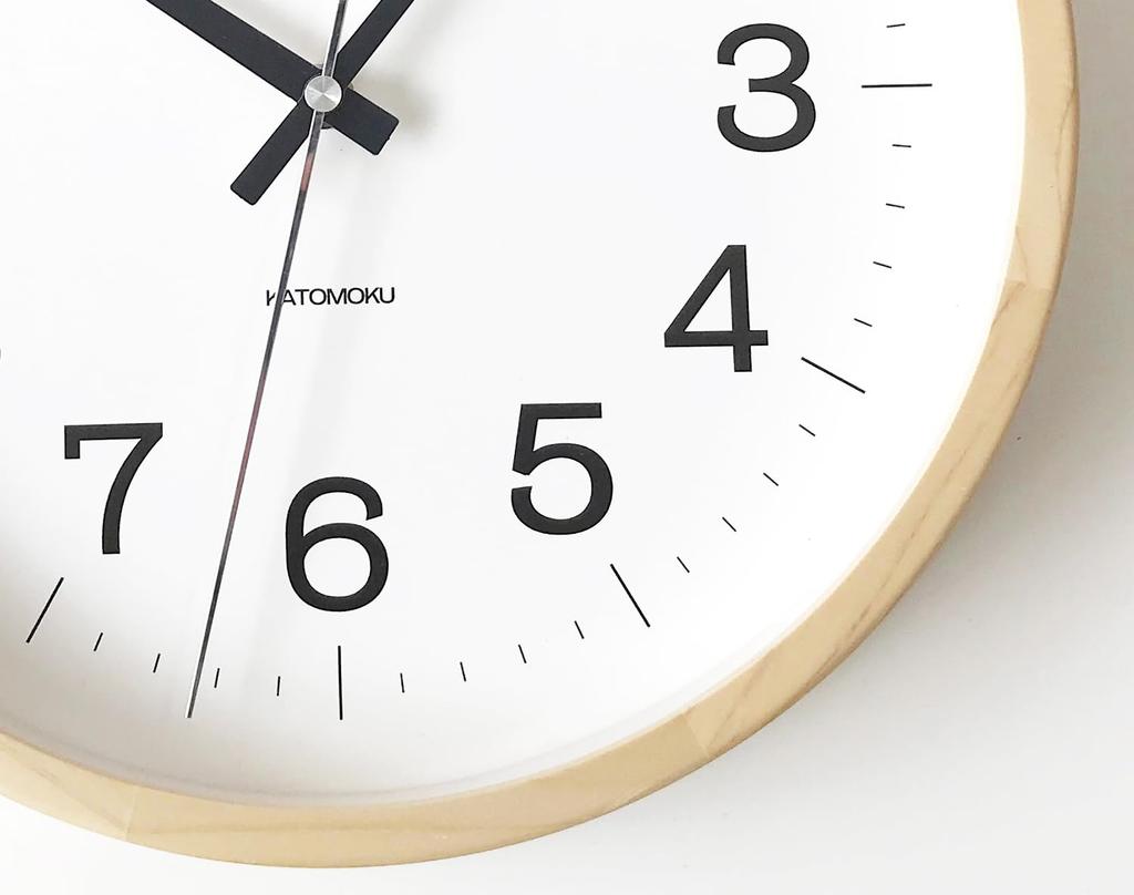 KATOMOKU Muku Clock 16, Hinoki Wood, km-113HI, Wall Clock with Continuous Second Hand, 30.6cm Diameter (quartz Clock)