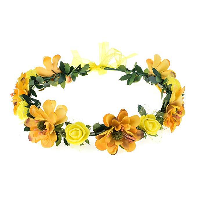 Adjustable Ribbon Rose Flower Crown Wreath for Weddings - European and American Style