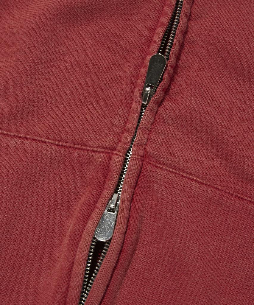 Suade Cropped Washed Hood Zip Up [Red]