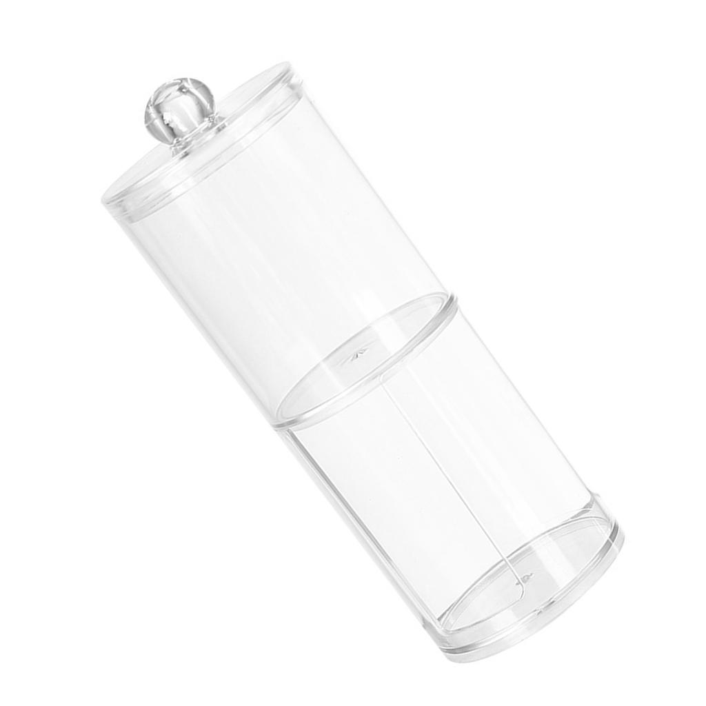 Cotton Swab Organizer 2 Layer Round Transparent Plastic Cotton Swab Holder for Bathroom Bedroom