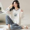 Autumn Winter Waffle Cotton Pajamas for Women Long Sleeves Home Wear Casual Sports Pijamas Round Collar Woman Sleepwear