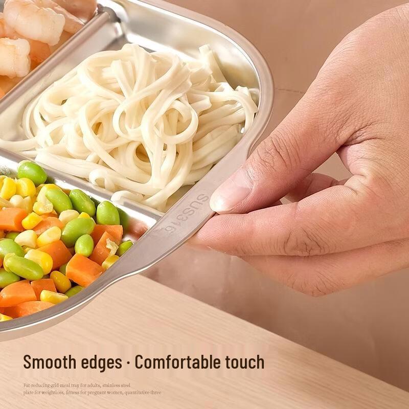 JingJingRS Kids 316 Stainless Steel Square Divided Plate
