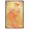 Vintage Metal Tin Signs Beauty-Art Nouveau Decorative Signs Four Seasons - Illustration Girl Retro Wall Decor Home Wall Signs