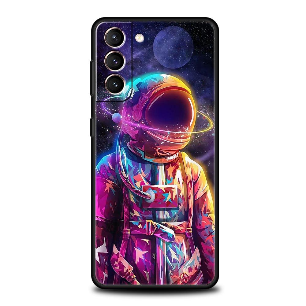 Cute Astronaut Moon Phone Case For Samsung Galaxy S23 S22 S21 S20 FE Ultra 5G S10 S10E S9 S8 Plus 10 20 Silicone Cover Bumper