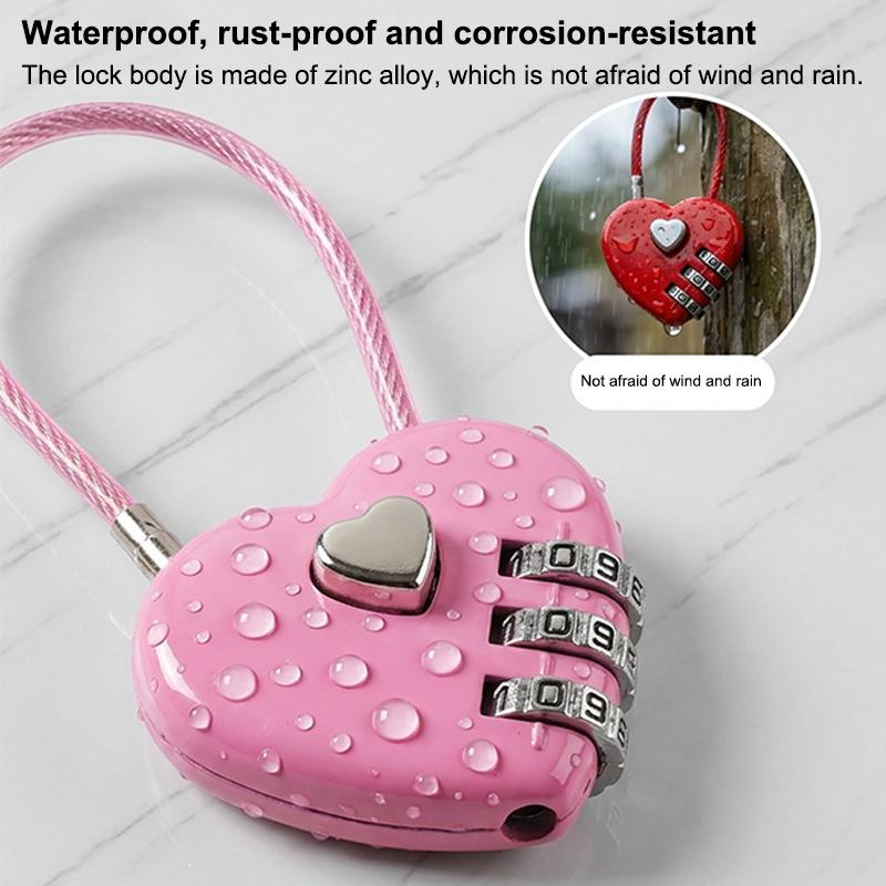 1Pcs Password Code Padlock Heart Style 3 Digit Password Combination Lock Love Password Lock Concentric Lock Padlock