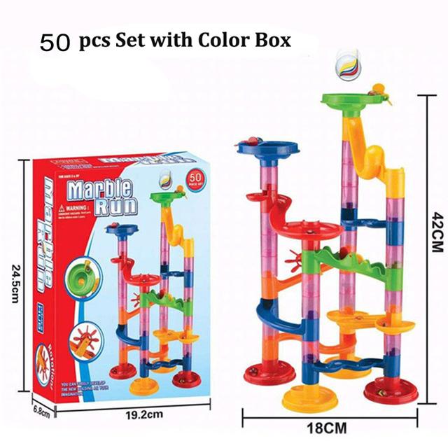 50 142PCS Marble Run Race Track Building Blocks Children Playthings 3D Maze Ball Roll Toy DO-IT-YOURSELF Marble Run Race Coaster Collection Christmas