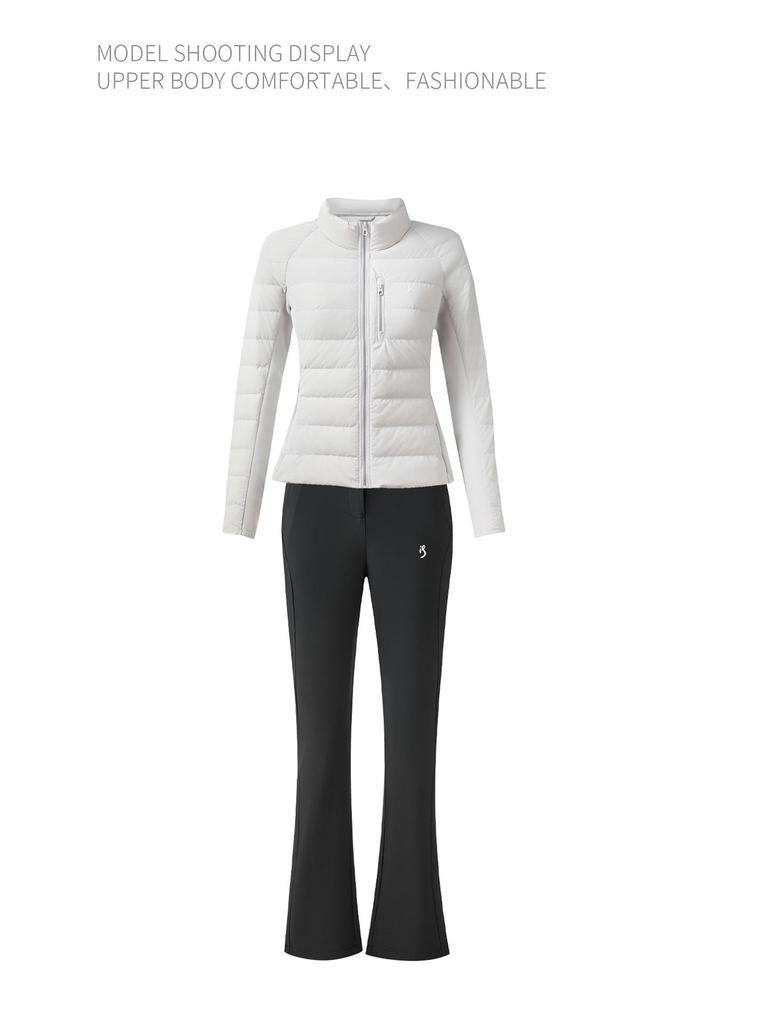TASHI GOLF Women's Winter Warm Slimming Down Jacket & High Waist Fleece Pants Set