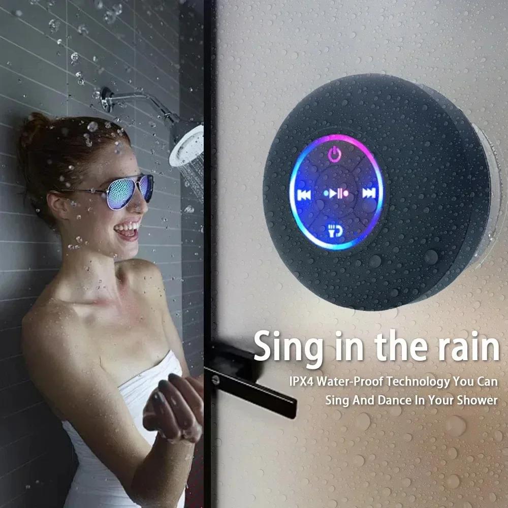 Boxă Bluetooth pentru duș Portabilă Mini Difuzor Wireless cu Microfon Ventuză Rezistentă la Apă IPX4 pentru Călătorii Piscină Râu Plută