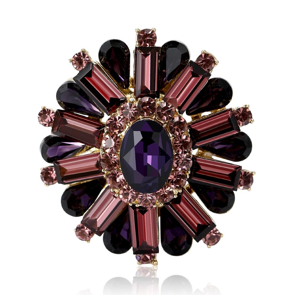 Vintage Crystal Flower Brooch for Women Unisex Rhinestone Pins Casual Party Accessories Gifts