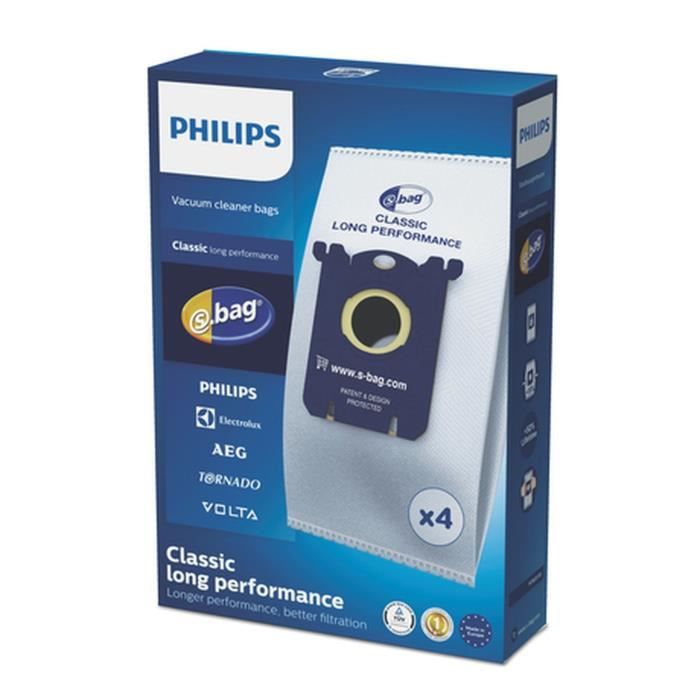 PHILIPS - Pack mit 4 Staubsaugerbeuteln S-bag Classic Long Performance - FC8021