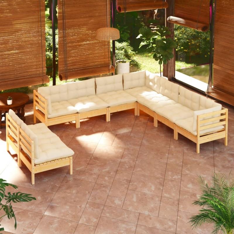Day and Night - Day and Night Garden Furniture 9 Pieces and Cushions Solid Cream Pine Wood