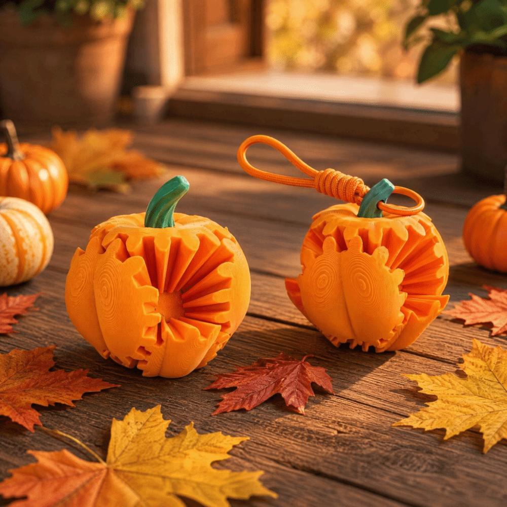 Creative Halloween Pumpkin Keychain Rotatable Decompression Fidget Toy Car Pendant