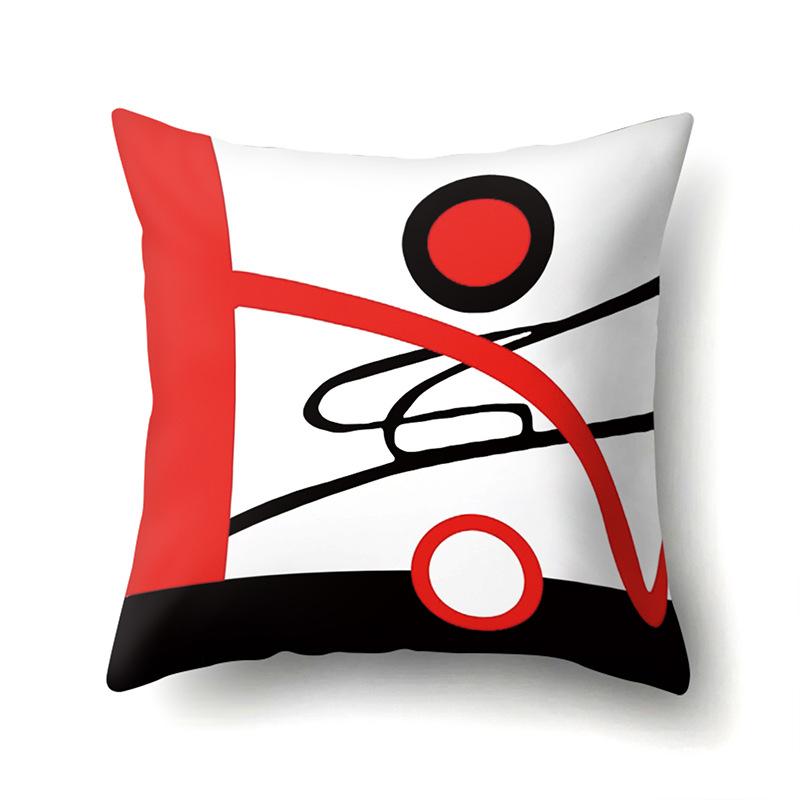 Polyester Pillow Case Car Black and Red Geometric Circle Lines Decorative Home Print Pillow Bedside Cushion Cover
