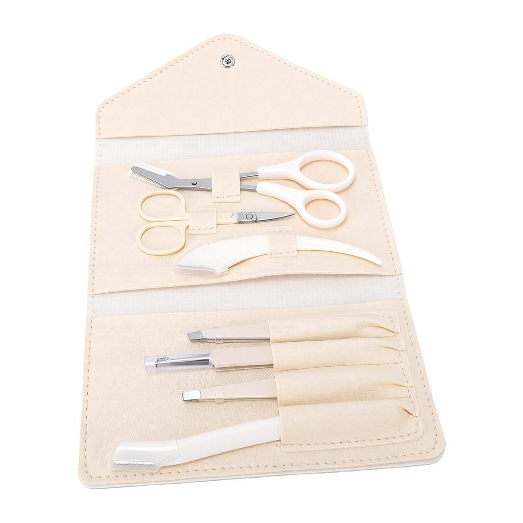 7pcs Eyebrow Trimmer Kit with Storage Bag Pimple Press Tweezers Professional Portable Eyebrow Shaping Set for Home
