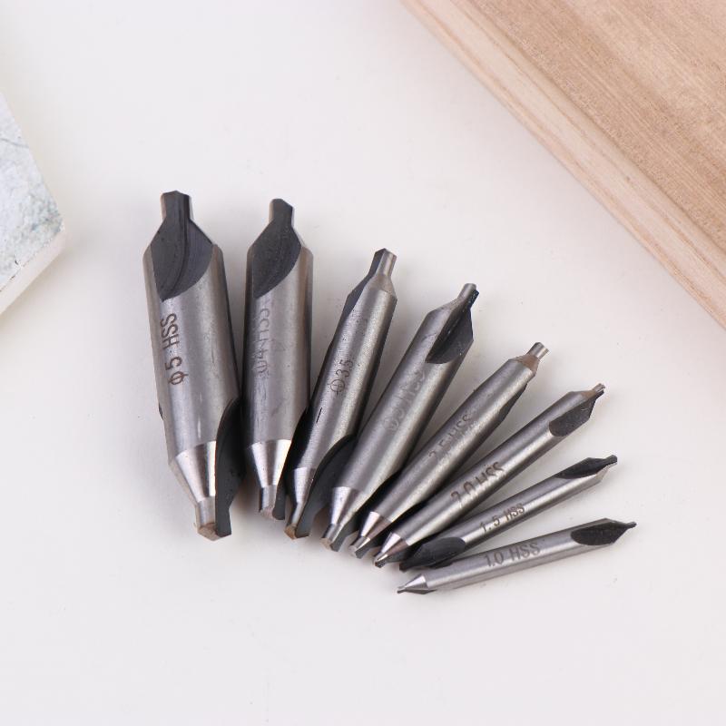 1 Set 1/1.5/2/2.5/3/4/5 Center Drill Bits Set,60-Degree Angle Center Drill Bits Kit Countersink Tools For Lathe Metalworking