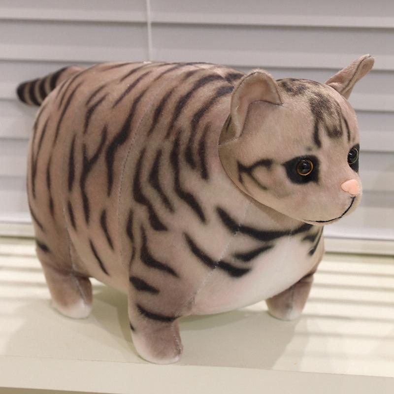 Funny Lifelike Chubby Cat Plush Toys Cotton Stuffed Full Pet Cat Doll Cute Pet Kitten Hanging Toys Bags Decor Home Throw Pillow