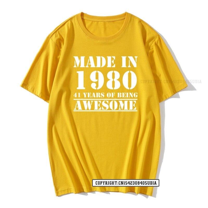 Grappig Gemaakt In 1980 41 Jaar Geweldig Zijn Verjaardag Print T-shirt Katoenen T-shirts Mannen Slim Fit Modieuze Tops Shirt