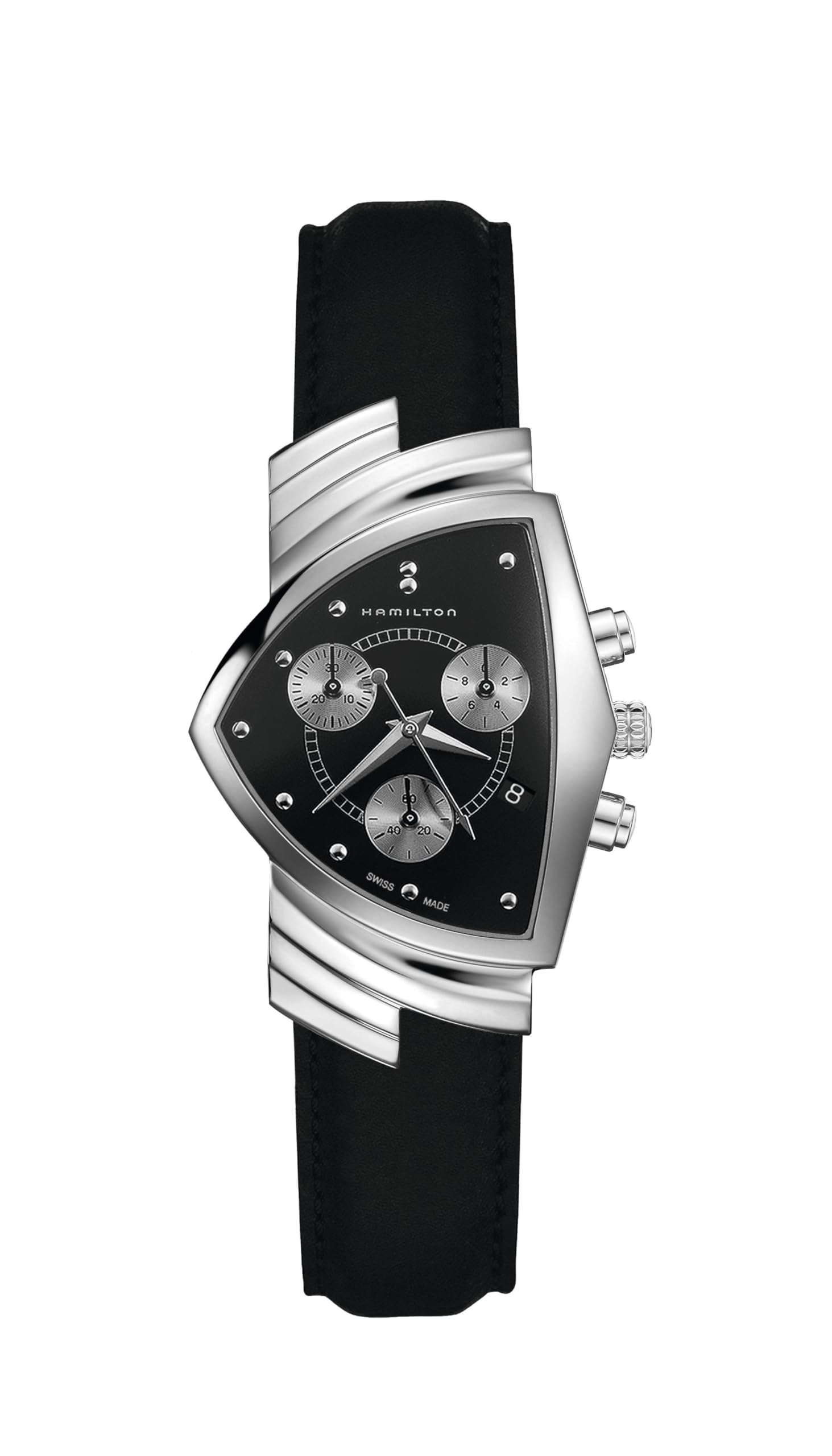 

Чоловічий сріблястий годинник Hamilton Ventura H24412732 42 мм чорний