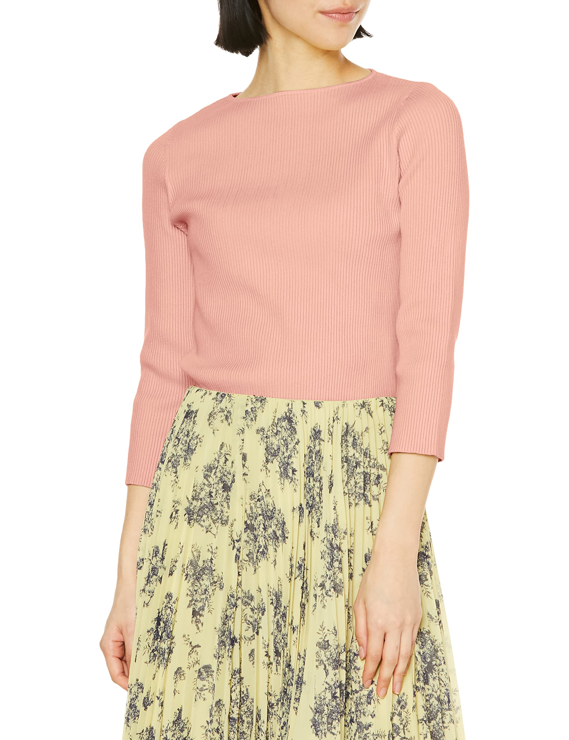 

Mira Owen Boat Neck Sleeve Organic Rib Knit 09WNT231024 Pink 3/4 Women s розовый