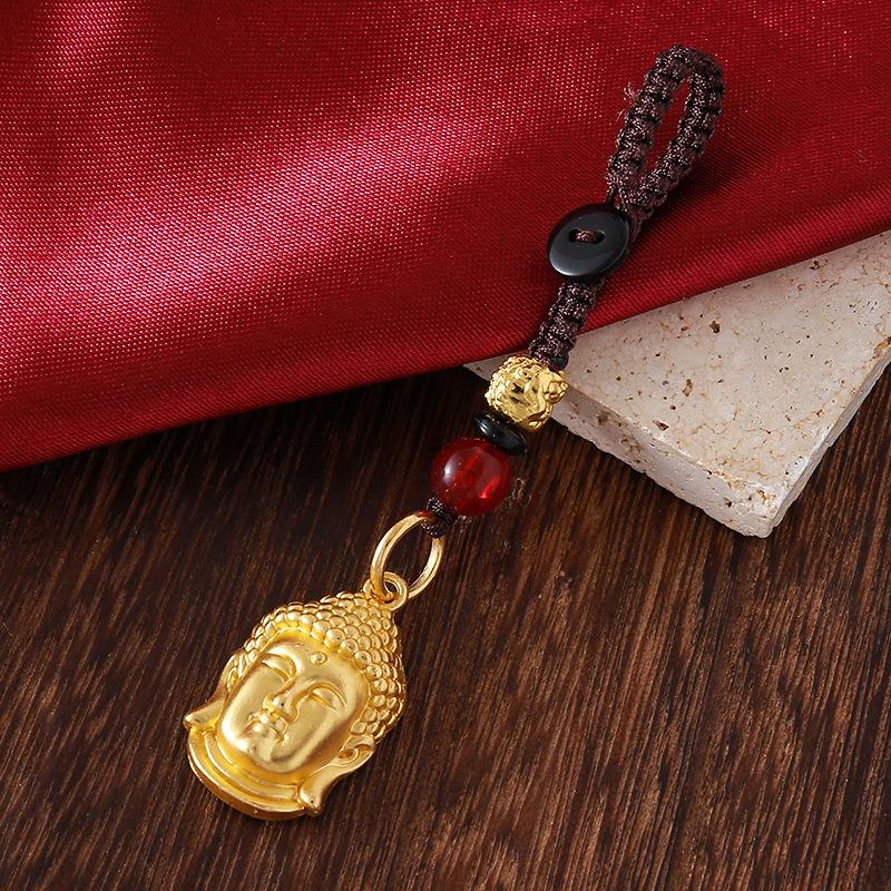 Vintage Gold Plated Brass Car Keychain Hollow Gourd Keychain Bag Charm Lucky Key Ring Jewelry