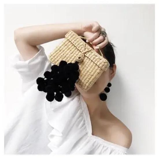 Tassel beach straw bag small bohemian artisan leather women's bag colorful shoulder bag