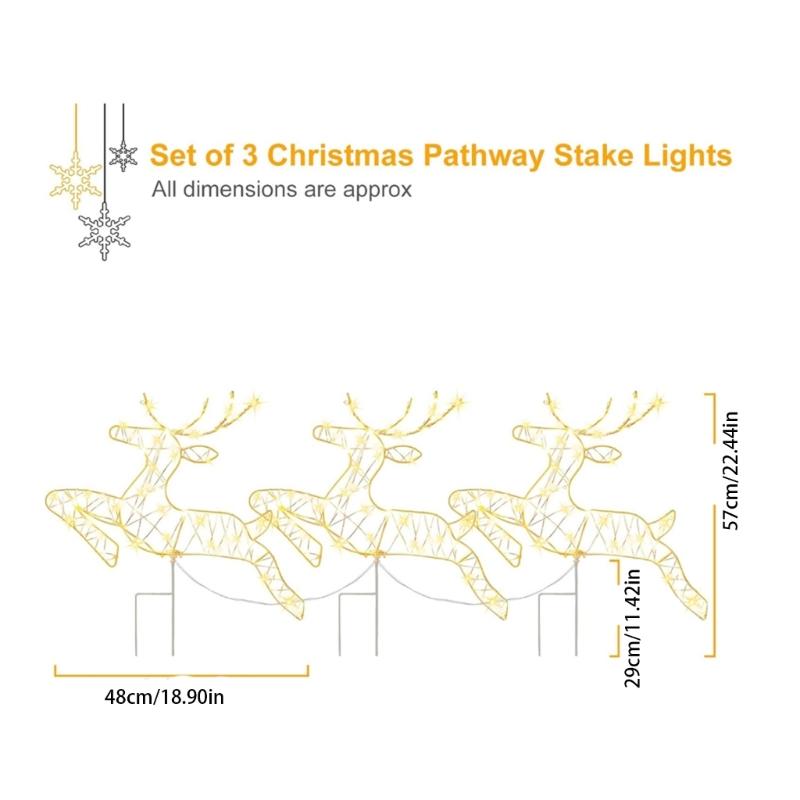 Christmas Deer Yard Ornaments Outdoor Iron Reindeer Silhouetted Pathway Light For Lawn Garden Decoration