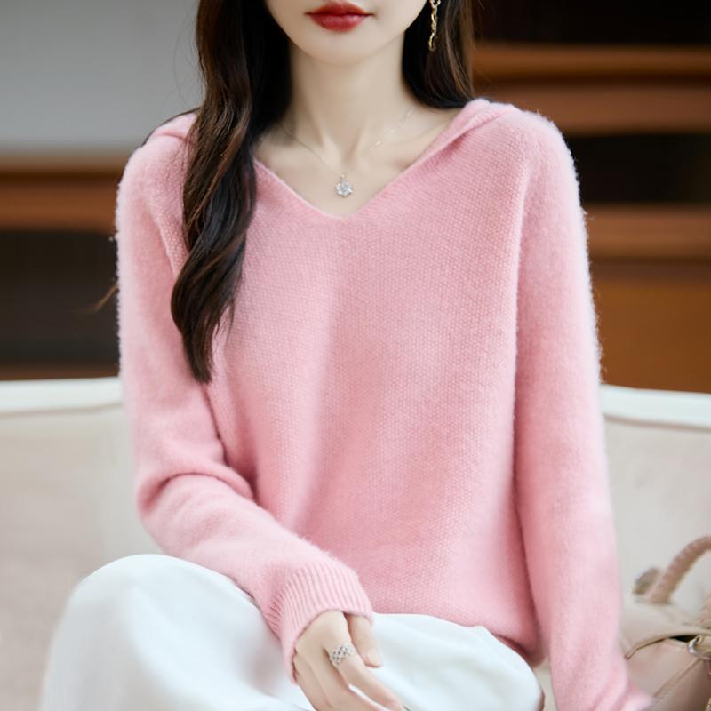 Women's cashmere sweater Qinghe cashmere 30% cashmere 70% wool autumn and winter pullover warm and fashionable