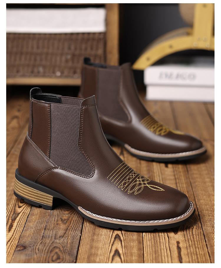 R007 Chelsea Boots Embroidered Pullover Chelsea Boots Men's Martin Boots, Foreign Trade