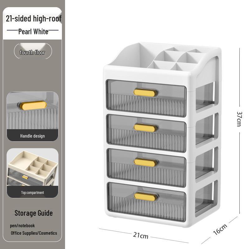 Multi-layer Desktop Organizer: Drawer-Type Storage Box for Office Supplies, Stationery, and Cosmetics