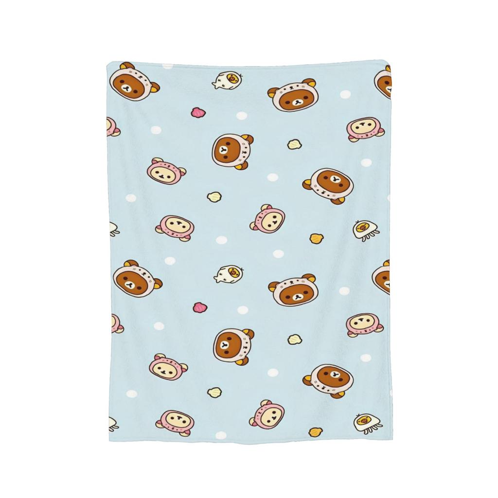 Rilakkuma Candy Strawberry Korilakkuma Blankets Flannel Throw Blanket Summer Air Conditioning Personalised Soft Warm Bedsprea,