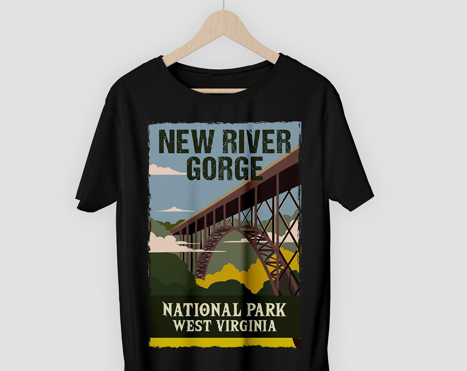 New River Gorge National Park US Vintage T-Shirt, USA West Virginia Parks Lover Gifts, Adventure Outdoors, Camping Hiking Travel Present, 140
