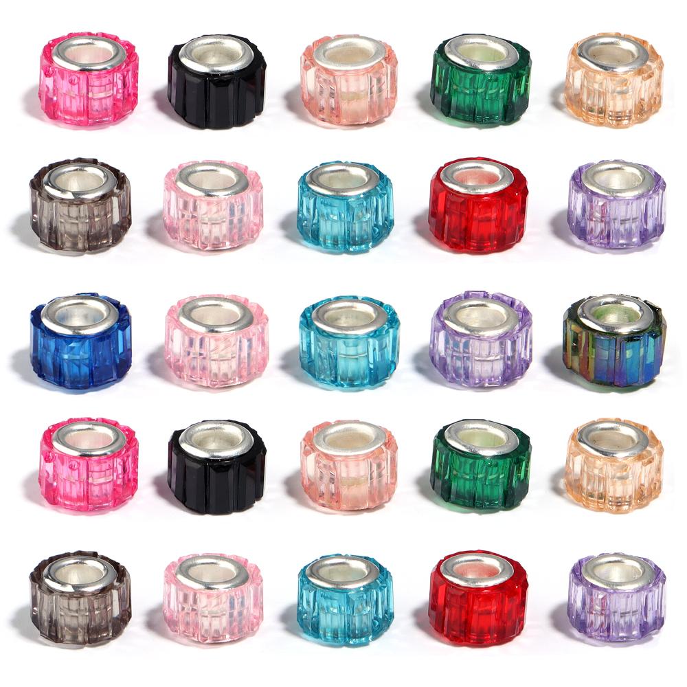 20pcs 11x8mm Resin Beads Candy Color Cylindrical Big Hole Loose Spacer Bead for Jewelry Making DIY Bracelet Necklace Accessories