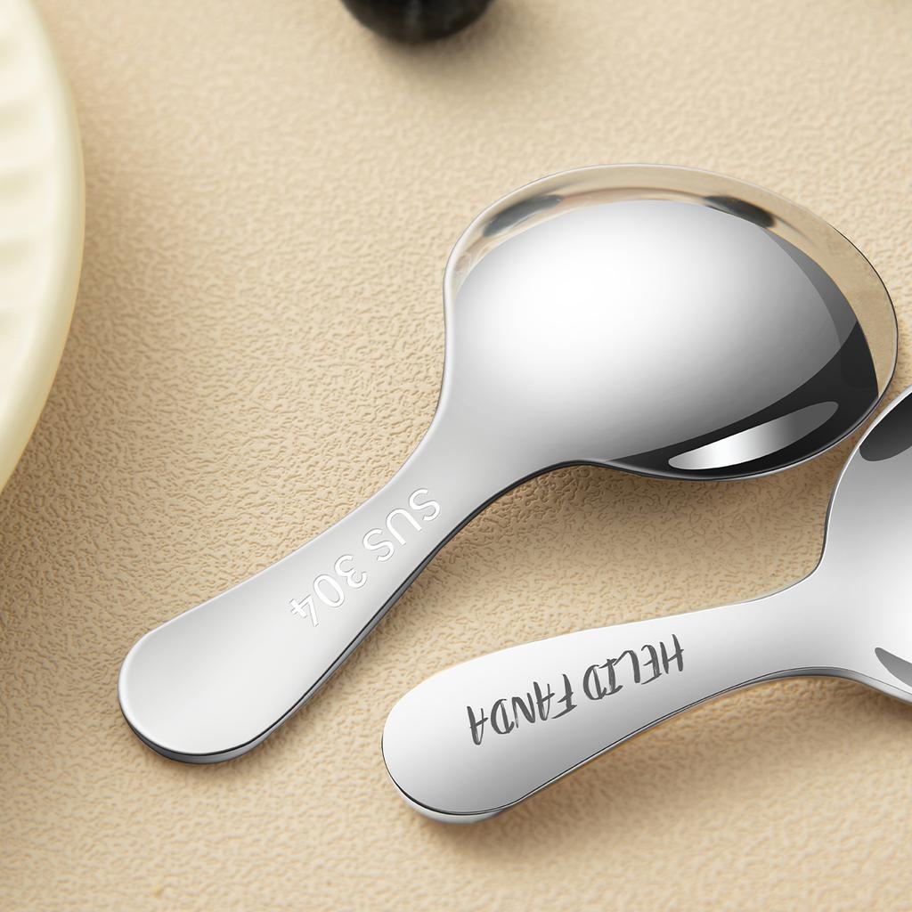 Cuillère à sel mignonne Acier inoxydable 304 Cuillère à dessert pour enfants Manche court Cuillère à glace Cuisine Mini pelle à condiments