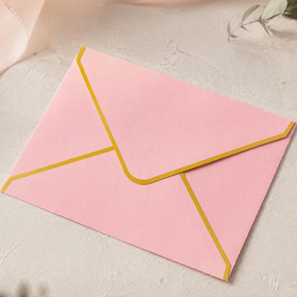 Stiff Double Offset Paper 5Pcs Western Style Envelopes with Gold Foil Trim, Invitation Edge Greeting Card Holders for Wedding, Cards, Business