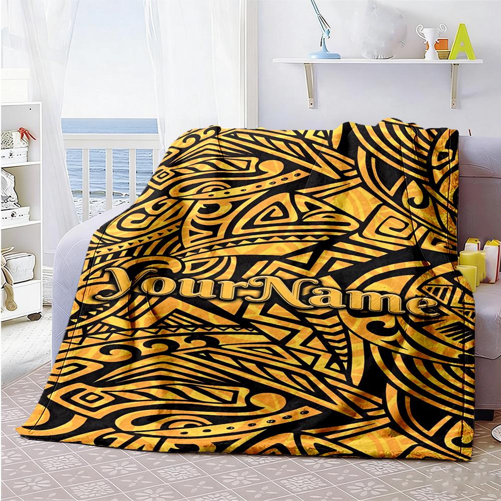 Ethnic Tribal Patterns Customize Text Blanket Gift Personalized Blanket Comfortable Perfect for Sofa Home Decor Bedding Couch All-Season Use