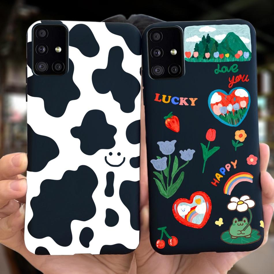 Cute Cartoon Phone Case For Samsung Galaxy M51 M31 Candy Color Soft Silicone Back Cover For Samsung M51 SM-M515F M31 Prime M315F