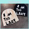 Letter Am I Too Lazy Embellishment Retro Streetwear Warm Wool Hat Knit Couples