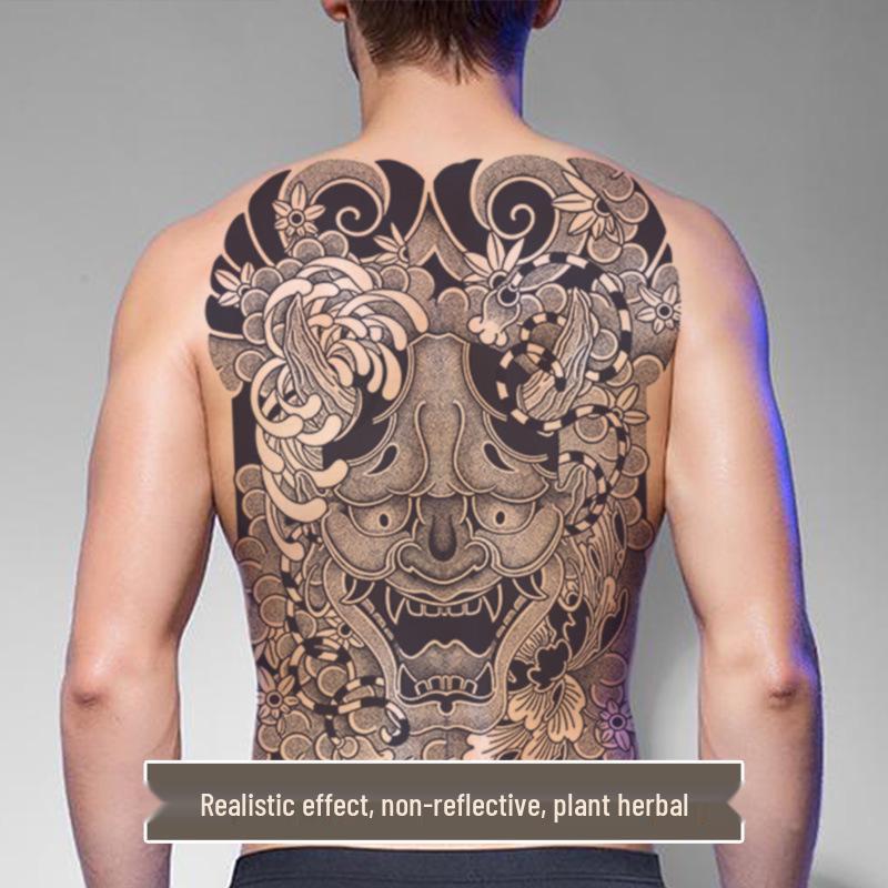 Open Door Prajna Waterproof Semi-Permanent Full Back Herbal Tattoo Sticker - Long Lasting, Large Size for Men & Women, Advanced Juice Simulation.