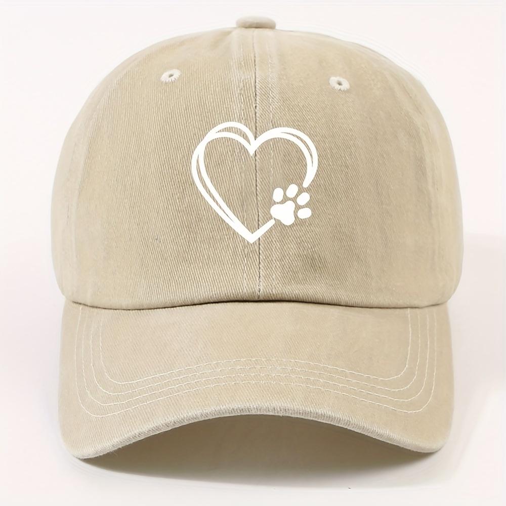 Double Layered Heart-shaped Cat Paw Printed Duckbill Cap for Both Men and Women, Adjustable Dad Baseball Cap