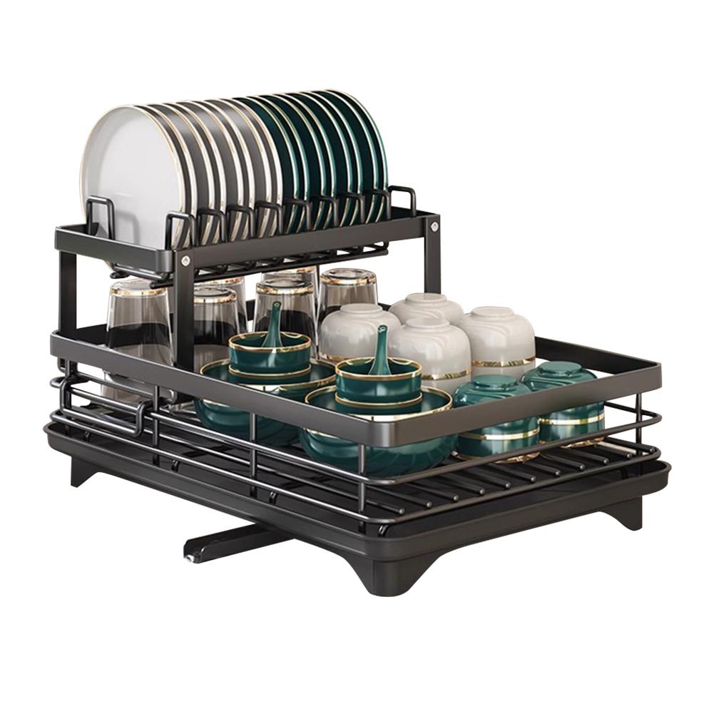 Sink Organizer Dish Racks with Drainboard Dish Strainer Shelf Carbon Steel Dish Rack for Kitchen Storage Counter Organizer