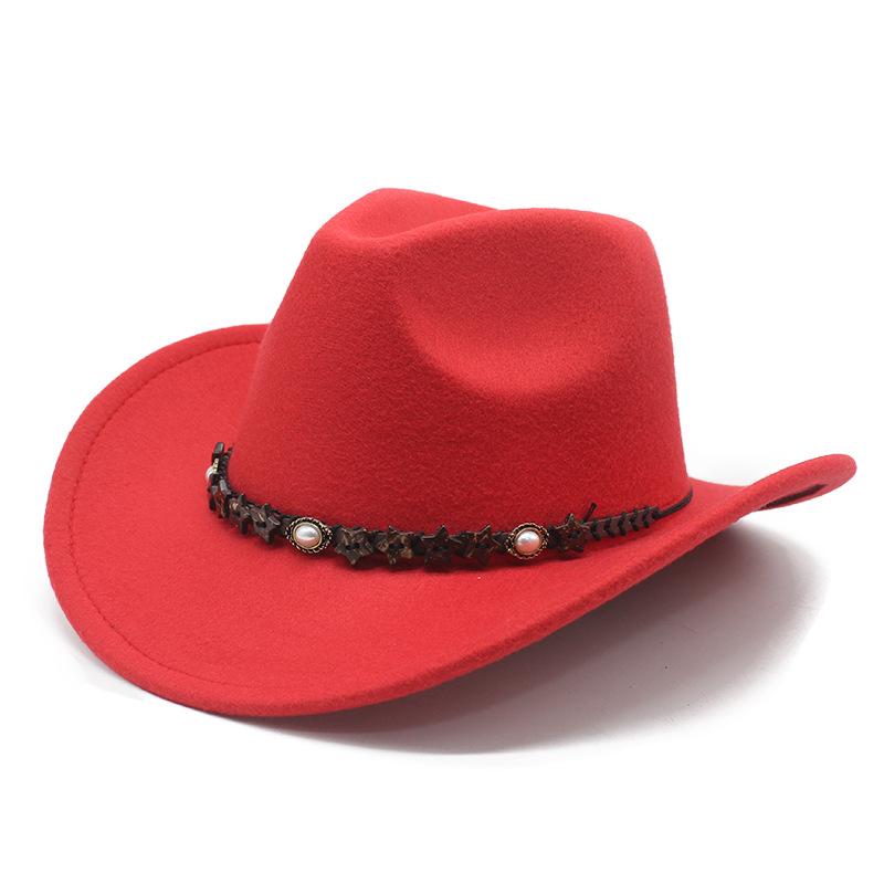 Ethnic Style Pearl Accessories Tibetan Western Cowboy Hat Top Hat Men'S And Women'S Felt Hat Jazz Hat