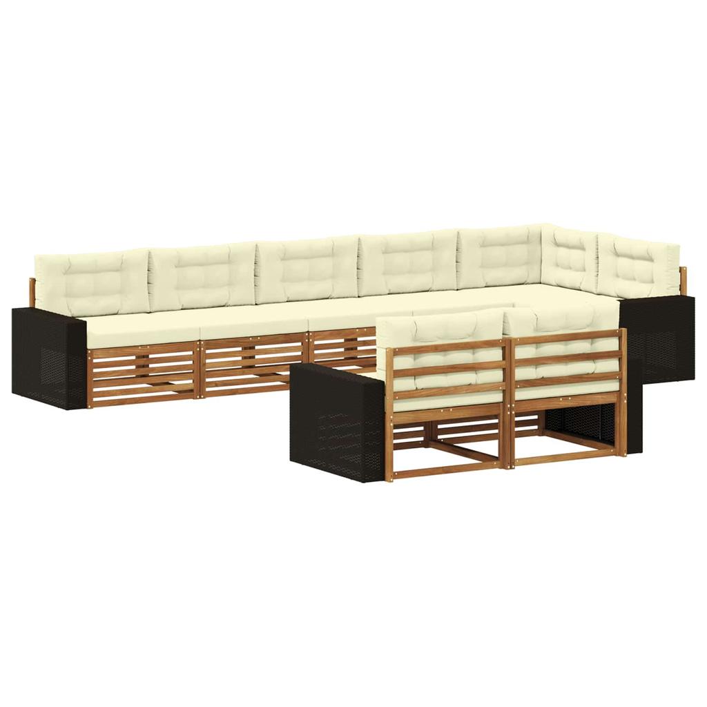 Outdoor Sofa Set with Cushions 8 pcs Natural and Cream
