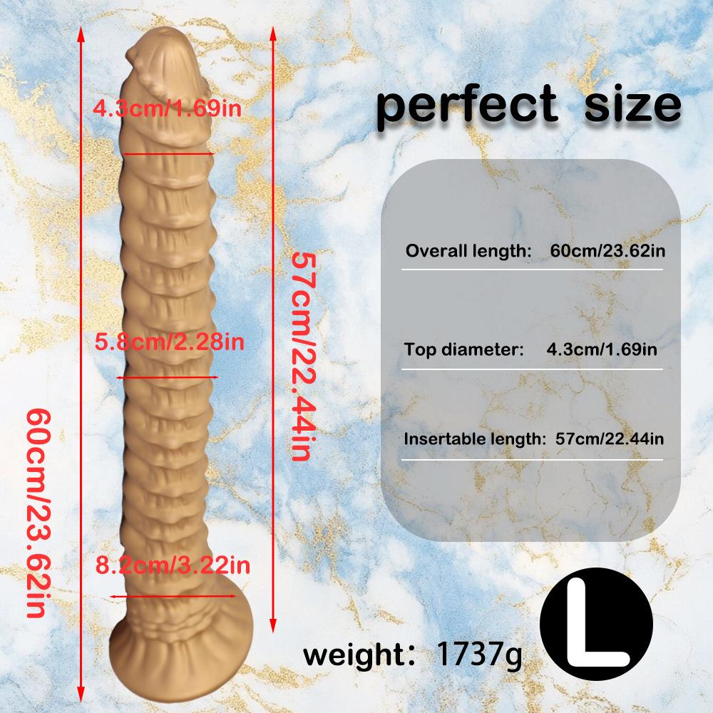 60cm Extra Long Silicone Anal Snake - Unisex Stretching Toy for Advanced Play, Giant Horse Cock Design, Dual-Ended for Anal/Vaginal Use