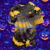 Men's Quick Dry Round Neck Short Sleeve T-Shirt with Halloween Print for Workout and Running