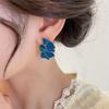 Marineblaue Farbe Blütenblatt Blume Emaille Koreanischer Stil Ohrstecker für Frauen Mädchen Liebe Ästhetik Alltag Minimalistischer Schmuck