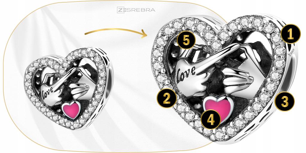 Charms Heart Love Oath Bead Pr 925
