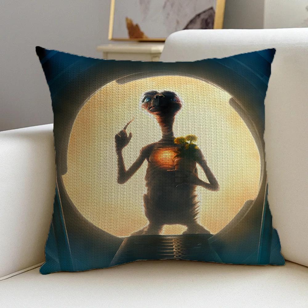 Cushion Cover Cushion Cover Pillowcase, Anti-Mite Invisible Zipper, Linen Sofa Cushion E-E.T. The Extra-Terrestrial