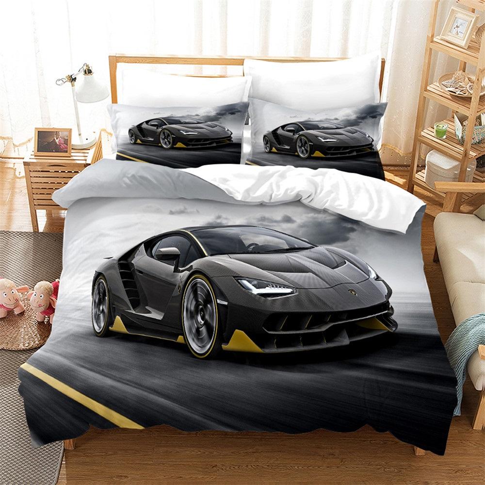 Speed Sports Car Duvet Cover Set Full Queen Size Red Cool Racing Car Bedding Sets Speed Automobile Extreme Sport Quilt Cover Set